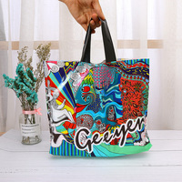 Sacs à provisions pliables, poignées de sac, boucle souple au détail, boutique en plastique avec logo, impression de styles différents personnalisés, sac d'épicerie