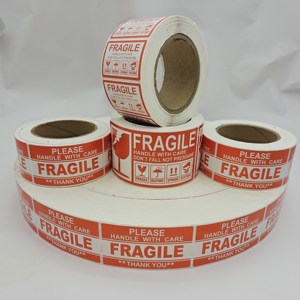 Autocollant adhésif personnalisé fragile en papier de couleur rouge - Product Image 3