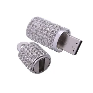 Chiavetta USB 2.0 da 8GB con design a rossetto diamantato, chiavetta usb con design a rossetto in cristallo a basso costo, chiavetta usb per regali promozionali