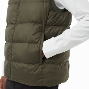 เสื้อกั๊กพัฟเฟอร์ผู้ชาย สไตล์ไฮสตรีท สำหรับฤดูใบไม้ร่วง/ฤดูหนาว ผิวด้าน/เงา กันลม เป็นมิตรกับสิ่งแวดล้อม กันน้ำ คอตั้ง ซิป ไม่มีแขน - Product Image 1