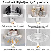 Organisateur de douche d'angle rotatif à 360° pour porte, avec barre de tension - Étagères murales modernes en métal inoxydable réglables à 4 niveaux en plastique