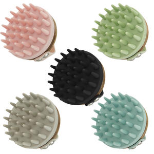 Brosse de <span class=keywords><strong>shampoing</strong></span> en silicone de bambou naturel personnalisée avec logo privé machine de massage machine à gratter anti-démangeaisons du cuir chevelu nettoyer les pellicules - Product Image 1