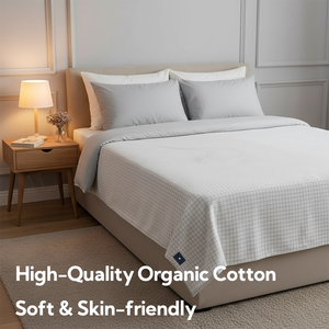 Lenzuolo Piatto Bianco con Angoli Elasticizzati |   Set di Biancheria da Letto in 90% Cotone + 10% Fibra d'Argento, Misure Twin/Full/Queen/King per un Sonno Naturale e Confortevole - Product Image 4