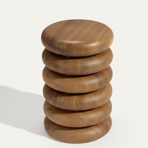 Table d'appoint sculpturale en teck mandarin - Product Image 1