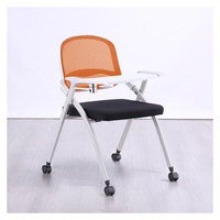 Chaise de formation pliable peu encombrante avec tablette d'écriture, chaise de bureau en maille avec roulettes pour salle de séminaire