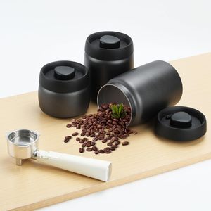 MFBJXC confezione da 2 contenitori per caffè sottovuoto da 10 once 304 contenitore ermetico per alimenti in acciaio inossidabile per tè in chicchi di caffè (nero 2M)
