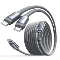 Cable USB C Multipuerto LISEN de 140 W, 2 en 1, Cable de Carga Rápida, Cable de Datos Duradero de Silicona Reforzada para MacBook Pro, iPad Air, Teléfono