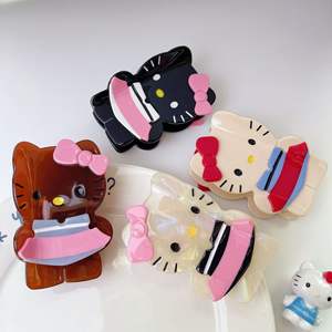 Miel flor dibujos animados lindo <span class=keywords><strong>Hawaiano</strong></span> Hello Cat Clip piel negra ácido acético pinza para el pelo dulce niña niños - Product Image 5