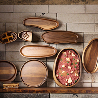 Massief houten dienblad Acaciahout Premium thee Klein dienblad Fruit Snacks Noten Dessertbord Desktopopslag Serviesgoed