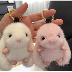 Porte-clés Lapin en Peluche Mignon avec Pompon en Vraie Fourrure, Breloque pour Sac, Clé de Voiture, Cadeau - Product Image 2