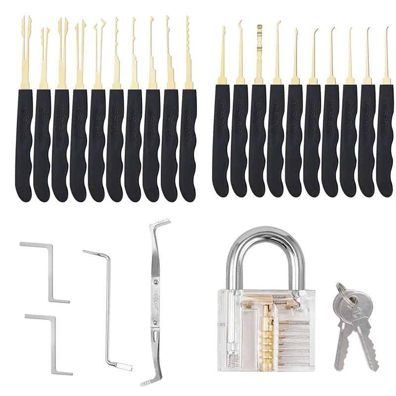 Serrurier Transparent Cadenas de Pratique Avancée 24 Broches Titane Serrure Pick Set Kits de Formation