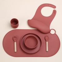 Sous-vêtements écologiques pour bébés, en forme ovale, doux, avec bavoir et bol, set de Table, pour repas, vente en gros,