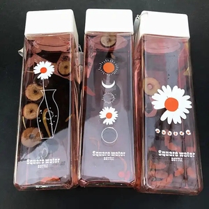 Logo personalizzato quadrato Shaker Sport bottiglia 500ml di plastica portatile bottiglia di acqua potabile di nuovo a scuola regalo bottiglia di acqua con <span class=keywords><strong>Lope</strong></span> - Product Image 3