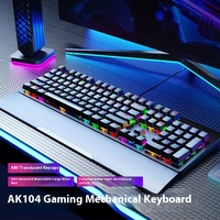 AK104 Amovible RGB Lumineux Vert Rouge Axe Filaire Clavier Mécanique USB Jeux de Sport Électroniques pour Ordinateur Portable de Bureau à Domicile