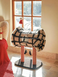 YOUME Arbre à chat zèbre multi-niveaux en bois, élégant et festif, structure interactive en contreplaqué, certifié ISO et BSCI - Product Image 2