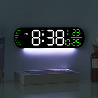 Horloge murale numérique LED grande taille avec télécommande, décoration de chevet, alarme, température, calendrier, mots, bureau