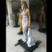 Sculpture de statue d'ange en bronze de femme nue en métal grandeur nature pour jardin extérieur