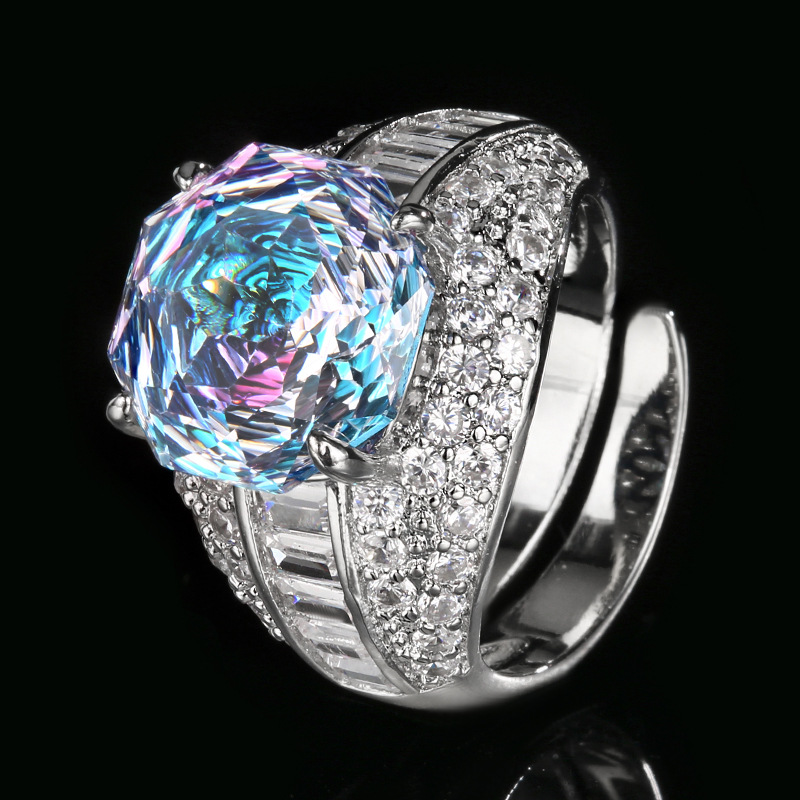 open size Millennium cut pink blue ring