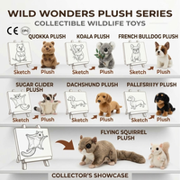 Peluche personnalisée OEM gris argenté doux, jouet réaliste en fausse fourrure, animal de la forêt en peluche, inspiré des illustrations, conforme ASTM CPC, faible MOQ