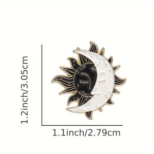 Elegante Broche de Sol y Luna en Blanco y Negro para Hombre - Accesorio Perfecto para Ropa Casual y Formal para un Amigo - Product Image 4