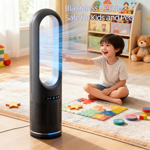 <span class=keywords><strong>Ventilateur</strong></span> sur pied sans pales portable <span class=keywords><strong>et</strong></span> <span class=keywords><strong>silencieux</strong></span>, oscillant à distance, économe en énergie, 8 vitesses, 55 dB de bruit, certifié CE/ROHS/FCC/SAA - Product Image 6