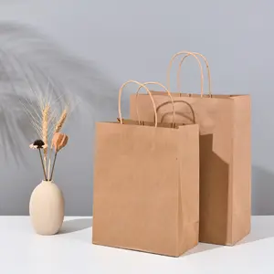 biodegradable Paper Bag Custom Printed Recyclable Shopping Clothing Gift Bag Food Take away Kraft Paper Bags With Your Own Logo