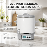 Marmite Électrique Émaillée 27L 1800W avec Contrôle de Température par Micro-ordinateur, Idéale pour la Confection de Confitures, Compatible Hôtelier et Usage Domestique/Commercial