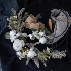 Couronne de fleurs artificielles à double anneau Entalin, décoration murale, bouquet de mariage, décoration intérieure CF01075 - Product Image 1