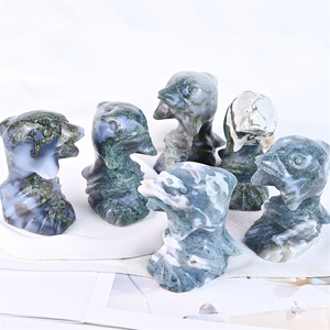 Wholesale High Quality Spiritual Product Healing Crystal Craft Gemstone Moss Agate <strong>Dolphin</strong> for Home Decoration - Product Image 4