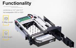 Carcasa Móvil de Doble Bahía para Discos de 2.5/3.5 Pulgadas SATA III con Intercambio en Caliente, Compatible con Discos Duros HDD y Unidades de Estado Sólido SSD - Product Image 3