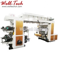 Machine d'impression flexographique double face pour rouleaux de film plastique en quatre couleurs pour BOPP, HDPE, LDPE, polyéthylène biodégradable