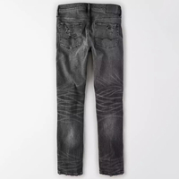 Jean slim naturellement délavé pour hommes, style à la mode, noir délavé, crazy jeans