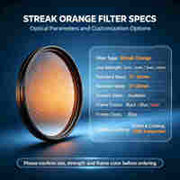 Filtre de couleur anamorphique pour objectif de caméra, effet reflet cinématique, or à rayures orange, multi-tailles, personnalisé OEM, cadre en aluminium, verre étanche
