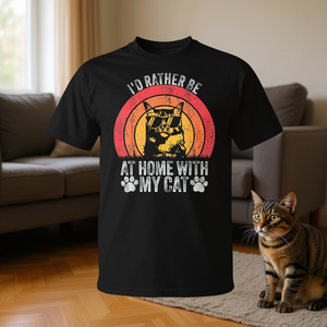 Preferiría estar en casa con mi gato, camiseta vintage para amantes de los gatos - Product Image 3