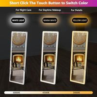 Miroir sur pied de pleine longueur avec cadre fin blanc de 64 x 21 pouces avec lumières LED Miroir en alliage d'aluminium pour salon