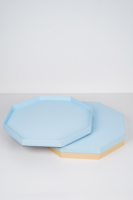 Boîte cadeau rigide octogonale bleu marine personnalisée en gros avec imprimé floral et oiseaux pour l'emballage des gâteaux de lune du Festival