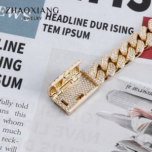 Collar de Cadena Cubana de Latón con Circonitas Cúbicas y Diamantes CZ, Estilo Hiphop, Calidad Joyería, para Hombre - Product Image 6