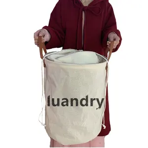 Cesta de tecido à prova d'água para roupas, cesta para armazenamento de roupas sujas e secas dentadas, grande capacidade