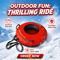Tube à neige gonflable pour sports d'hiver, luge de ski d'extérieur, avec fond rigide en caoutchouc, housse en nylon et poignée, pour un plaisir intense