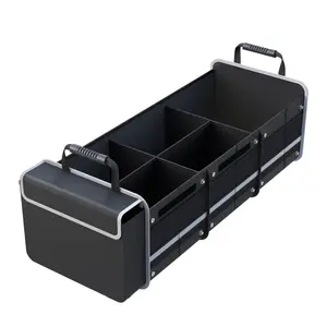 Organisateur de bagages pliable en cuir avec logo de voiture, organisateur de coffre de rangement, paquet de conteneurs de cargaison, coffre de voiture, boîte de rangement pliable