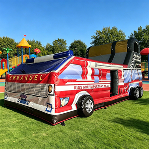 WINSUN USA Warehouse Toboggan gonflable commercial attrayant pour enfants, style camion de pompiers, en PVC, toboggan sec gonflable - Product Image 1