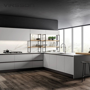 Gabinetes de Cocina Modulares de Diseño Europeo sin Marco, con Acabado Negro Brillante de Alta Gama y Cajones con Cierre Suave - Product Image 2