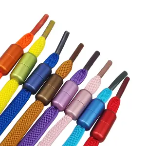 Youki Wholesale Custom Elastic ohne Krawatte Bunte Schnürsenkel mit Kapsel schrauben schlössern faule Schnürsenkel