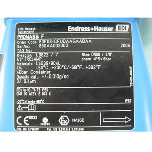 Débitmètre massique thermique Endress+Hauser E+H T-mass F300 F500 neuf et original, 4-20 mA HART pour la surveillance des gaz - Product Image 5