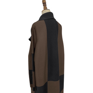 Abaya plissée style Miyake, noir et marron à carreaux, manches longues, devant ouvert, col à revers, robe ample, résistante aux plis, vêtement d'extérieur pour femmes musulmanes - Product Image 3