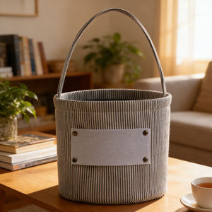 Secchiello di Halloween in tela a righe personalizzato all'ingrosso, riutilizzabile, per dolcetti o scherzi, cestino portatile per caramelle per bambini - Product Image 3