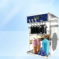 Commerciële soft-serve ijsmachine met 3 smaken, van roestvrij staal, met luchtpomp, voor melk & fruit.