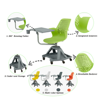 Chaise d'école à faible MOQ, chaise d'étudiant avec tablette d'écriture, chaise d'auditorium avec tablette d'écriture