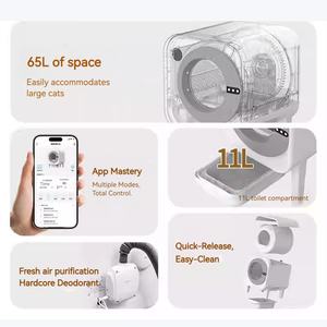 Bac à litière intelligent 65L <span class=keywords><strong>pour</strong></span> chat, nettoyage automatique, suivi de santé, contrô<span class=keywords><strong>le</strong></span> par <span class=keywords><strong>application</strong></span>, système anti-odeurs, design carré, PP ABS, grande capacité - Product Image 2