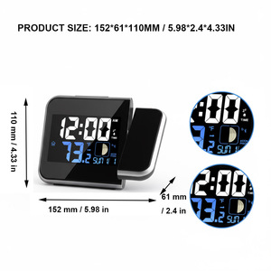 Đài phát thanh kỹ thuật số kiểm soát chiếu báo động bàn đồng hồ 180 độ có thể điều chỉnh với Trạm thời tiết và nhiệt độ độ ẩm hiển thị - Product Image 2